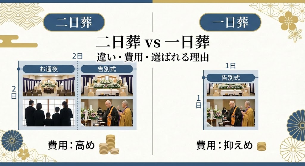 二日葬とは？一日葬との違いや費用相場・知っておきたい選ばれる理由
