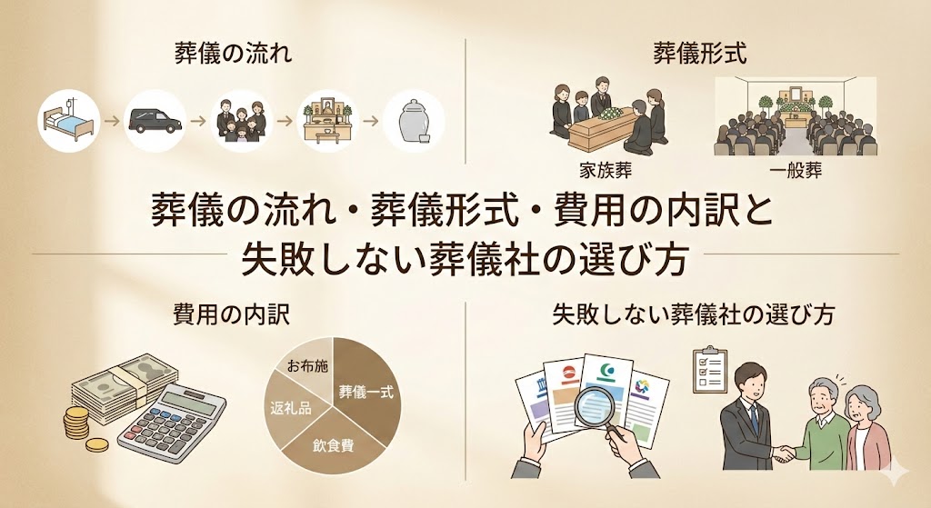 葬儀の流れ・葬儀形式・費用の内訳と失敗しない葬儀社の選び方