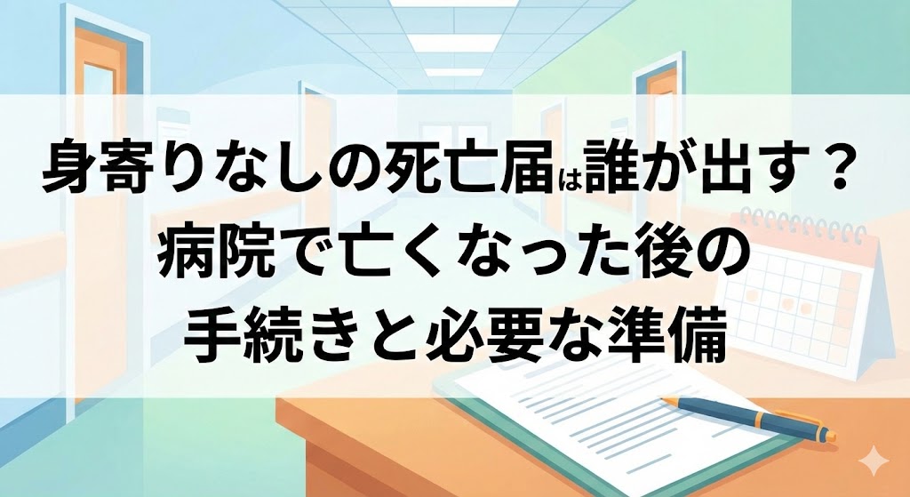 身寄りなしの死亡届は誰が出す？病院で亡くなった後の手続きと必要な準備