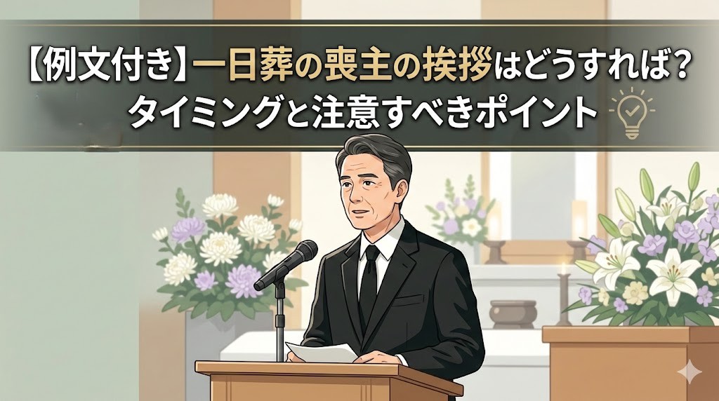 【例文付き】一日葬の喪主の挨拶はどうすれば？タイミングと注意すべきポイント