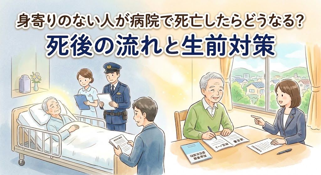 身寄りのない人が病院で死亡したらどうなる？死後の流れと生前対策